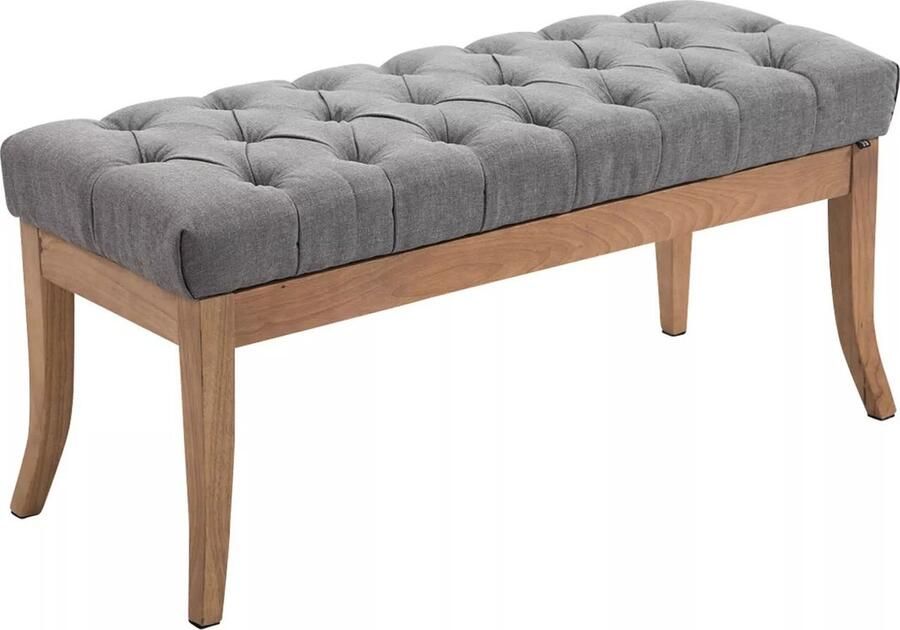 In And Outdoormatch Luxe Chesterfield stijl Halbank Julie Stof Grijs 150 cm Bank Gangbank Eetbank