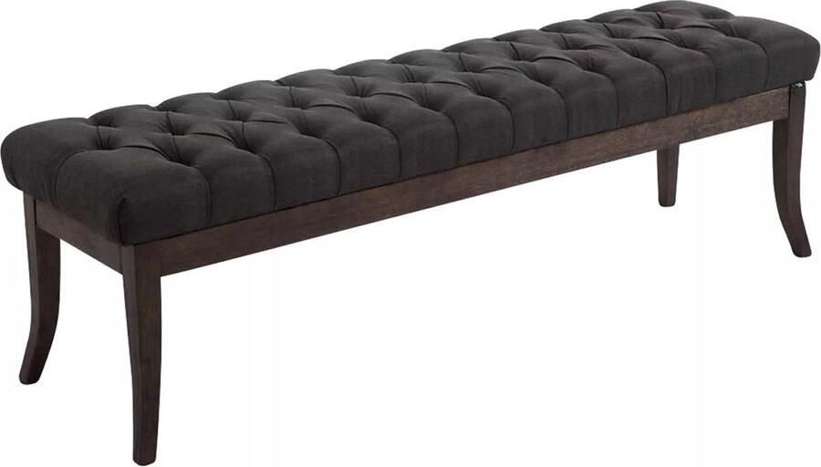 In And Outdoormatch Luxe Chesterfield stijl Halbank Nedra Stof Zwart 150 cm Bank Gangbank Eetbank