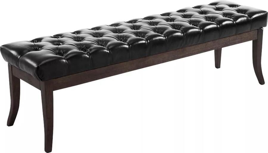 In And Outdoormatch Luxe Chesterfield stijl Halbank Samanta Kunstleer Zwart 150 cm Bank Gangbank Eetbank