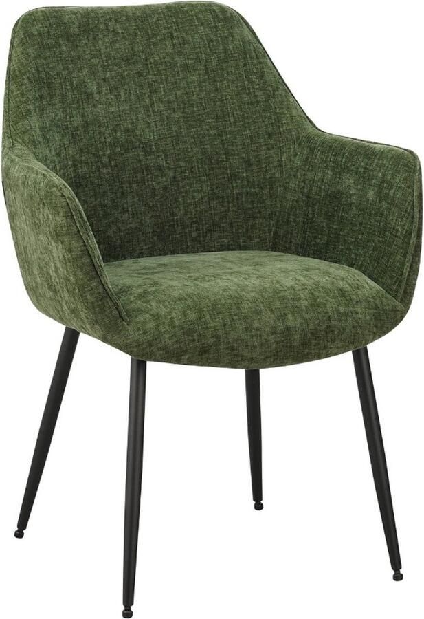 In And Outdoormatch Luxe Eetkamerstoel Lavino Groen Stijlvol design Stof Set van 1 Zithoogte 49cm