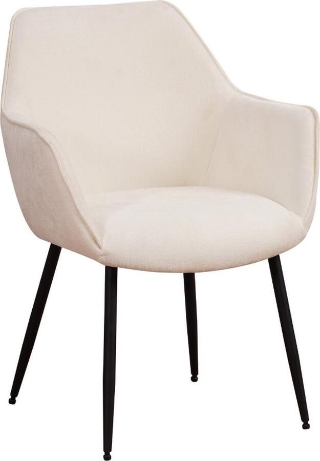 In And Outdoormatch Luxe Eetkamerstoel Lavino Wit Stijlvol design Stof Set van 1 Zithoogte 49cm