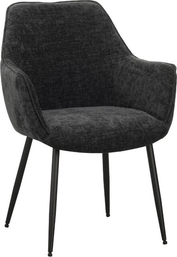 In And Outdoormatch Luxe Eetkamerstoel Lavino Zwart Stijlvol design Stof Set van 1 Zithoogte 49cm