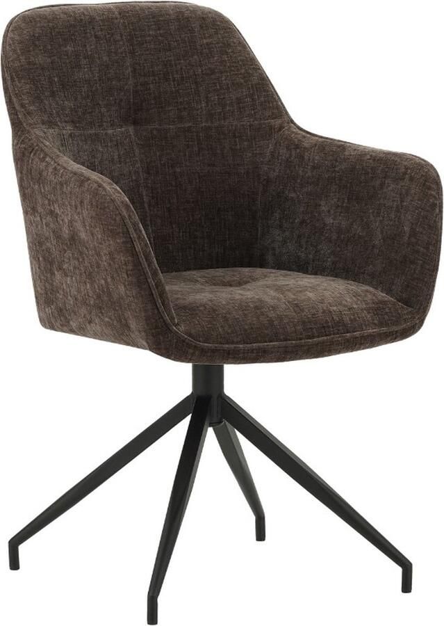 In And Outdoormatch Luxe Eetkamerstoel Pandilo Zithoogte 48cm Bruin Stijlvol design Stof Set van 1