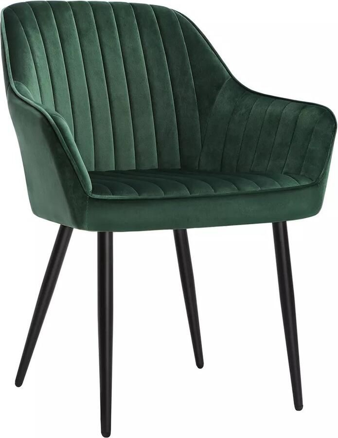 In And Outdoormatch Luxe eetkamerstoel Uriel Groen Met armleuning en rugleuning Set van 1 Woonkamerstoelen Keukenstoelen Fluweel