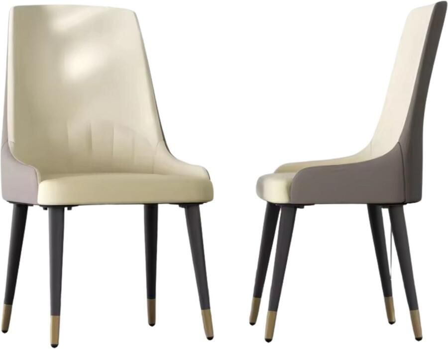 In And Outdoormatch Luxe Eetkamerstoelen Set van 2 Microfiber Leder Hoge Rugleuning Wit