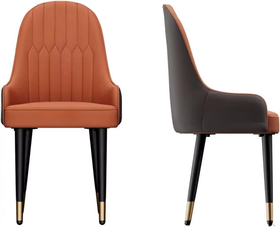 In And Outdoormatch Luxe Eetkamerstoelen Set van 2 Microfiber Leder Hoge Rugleuning Oranje