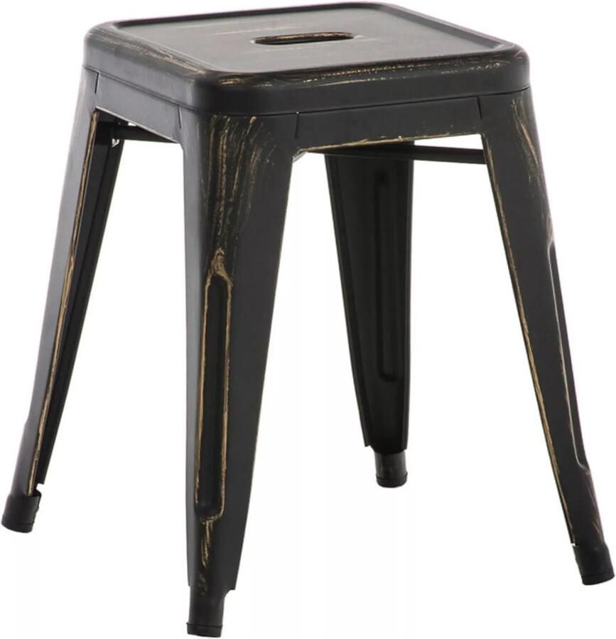 In And Outdoormatch Luxe kruk metaal Camden Stapelbaar Kruk zwart Zithoogte 46cm