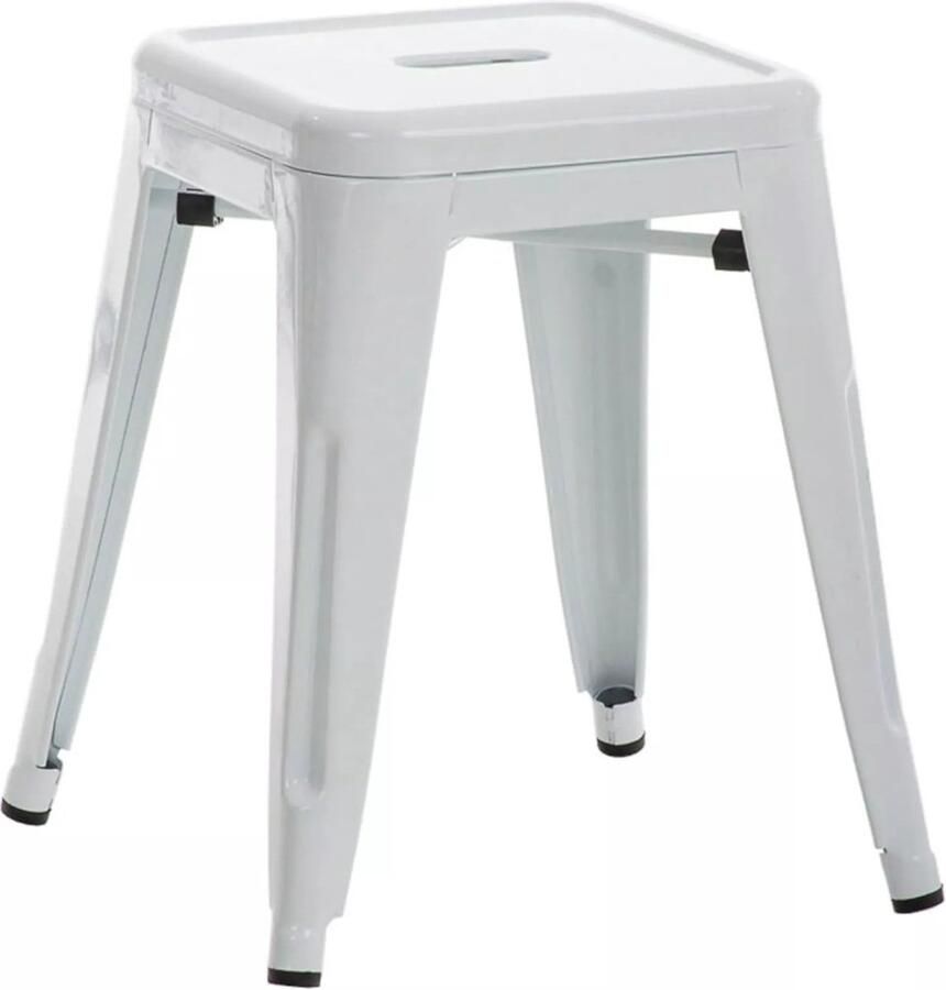 In And Outdoormatch Luxe kruk metaal Matilde Stapelbaar Kruk wit Zithoogte 46cm