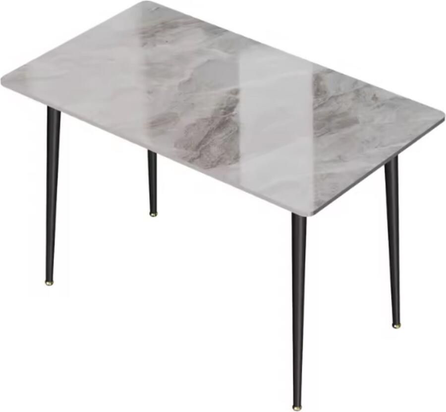 In And Outdoormatch Luxe Marmeren Eettafel 4-6 Personen Gesinterd Stenen Blad Metalen Poten Modern Design Voor Keuken & Restaurant Eettafel Grijs