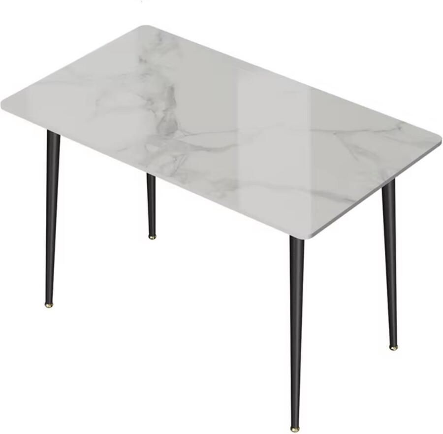 In And Outdoormatch Luxe Marmeren Eettafel 4-6 Personen Gesinterd Stenen Blad Metalen Poten Modern Design Voor Keuken & Restaurant Eettafel Wit
