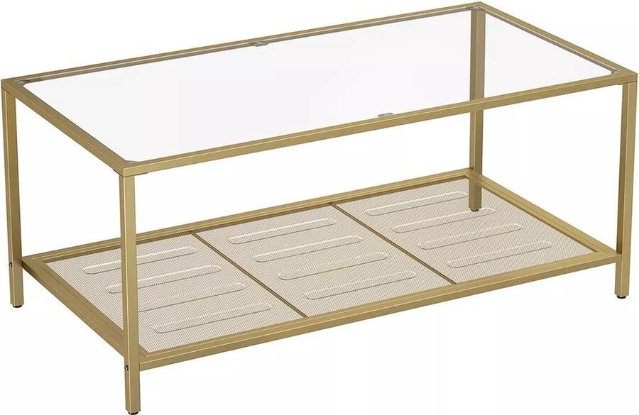 In And Outdoormatch Luxe salontafel Rosalinds Rechthoek Woonkamer Salontafel Bijzettafel Goud 106x55x45cm