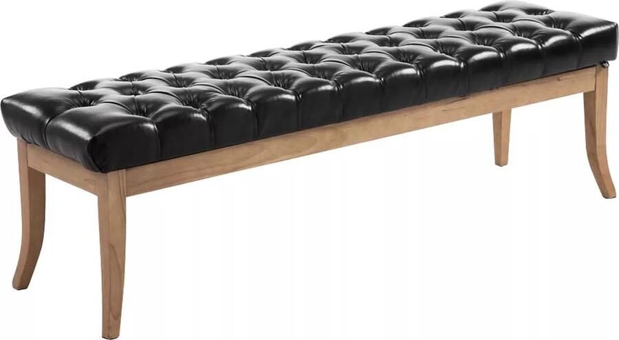 In And Outdoormatch Luxe stijl Halbank Miguel Kunstleer Zwart 150 cm Bank Gangbank Eetbank