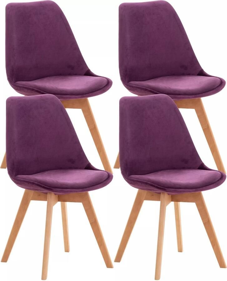 In And Outdoormatch Luxe Stoel Antonia Paars Luxe Design Fluweel Beukenhout Voor Keuken en Bar Rugleuning Gestoffeerde Zitting