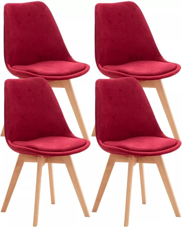 In And Outdoormatch Luxe Stoel Rachelle Rood Luxe Design Fluweel Beukenhout Voor Keuken en Bar Rugleuning Gestoffeerde Zitting