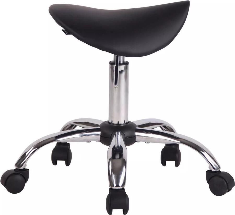 In And Outdoormatch Luxe Werkkruk Lionel Zwart Op wielen Bureaustoel Hoogte verstelbaar 46 58 cm kunstleer