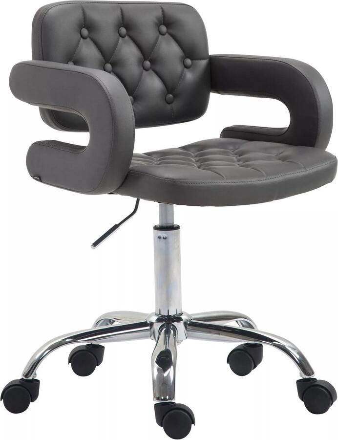 In And Outdoormatch Luxe Werkkruk Martina Zwart Op wielen Bureaustoel Met rugleuning In hoogte verstelbaar 45 57 cm Kunstleer