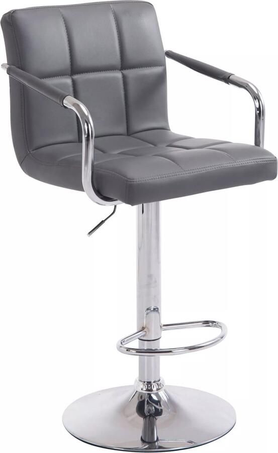 In And Outdoormatch Modern Barstoel met rugleuning Zoie Set van 1 Ergonomisch Barkruk keuken of kantine Grijs Hoogte verstelbaar 61-81cm