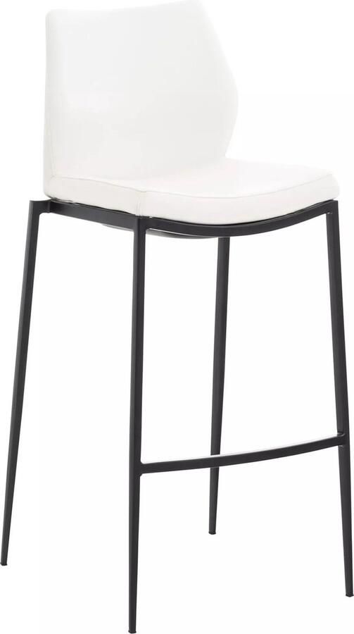 In And Outdoormatch Moderne Barkruk Alda Wit Zwart Luxe Design Rugleuning Voetensteun Voor Keuken en Bar Gestoffeerde Zitting Imitatie Leder