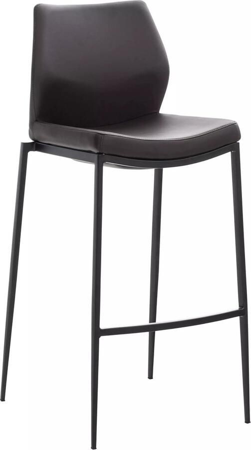 In And Outdoormatch Moderne Barkruk Justus Bruin Zwart Luxe Design Rugleuning Voetensteun Voor Keuken en Bar Gestoffeerde Zitting Imitatie Leder