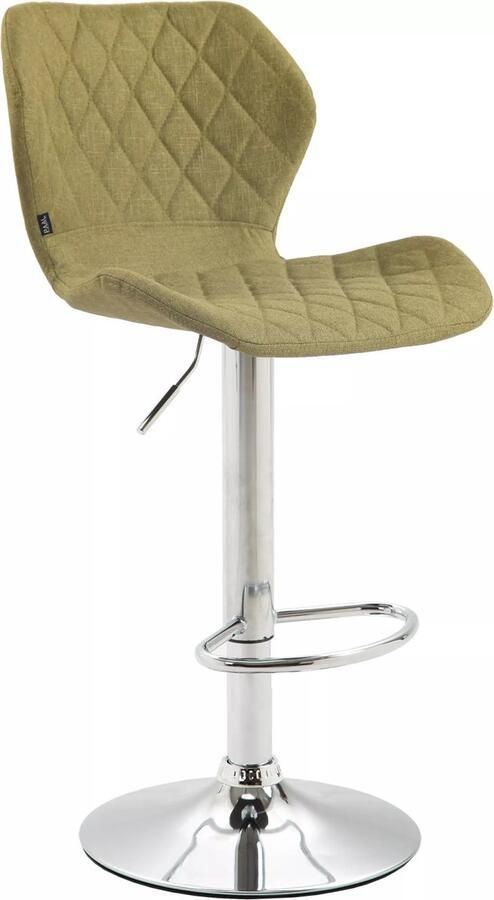 In And Outdoormatch Moderne Barkruk Marley Olijfgroen Chroom Luxe Design Rugleuning Voetensteun Voor Keuken en Bar Gestoffeerde Zitting