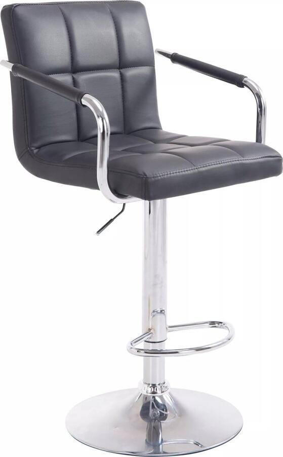 In And Outdoormatch Moderne Barstoel met rugleuning Delphia Set van 1 Ergonomisch Barkruk keuken of kantine Zwart Hoogte verstelbaar 61-81cm