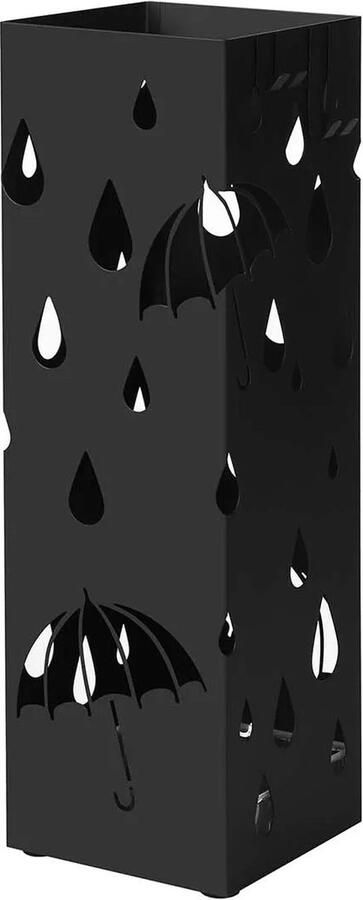 In And Outdoormatch Moderne Paraplubak Briana Metaal Parapluhouder van 49cm Hoog Zwart