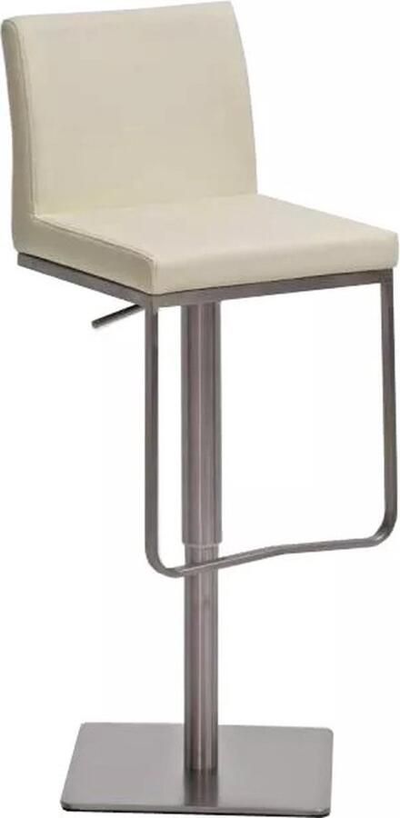 In And Outdoormatch Panama Barkruk met rugleuning Lisette Set van 1 Ergonomisch Barkruk keuken of kantine Crème 58-82cm