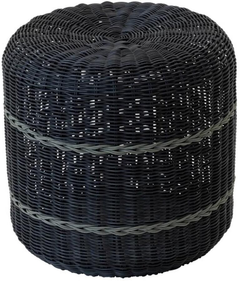In And Outdoormatch Poef Ø41x40 cm Riet Zwart