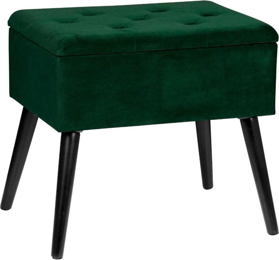 In And Outdoormatch Poef met opbergruimte decoratief zitmeubel luxueus fluweel stevig en elegant voetensteun donkergroen 50x35x45 cm