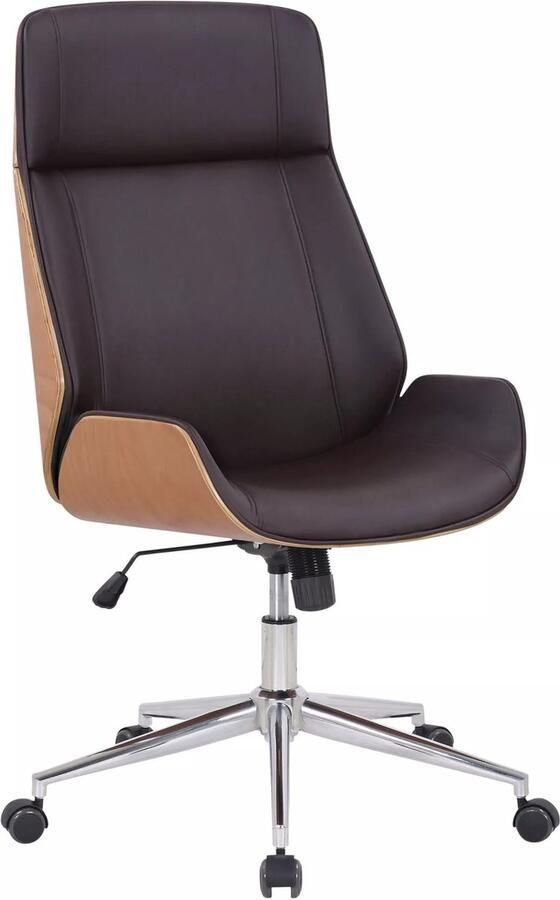 In And Outdoormatch Premium bureaustoel Deondre Bruin kunstleer Hoogte verstelbaar 44 52 cm Ergonomisch Luxe