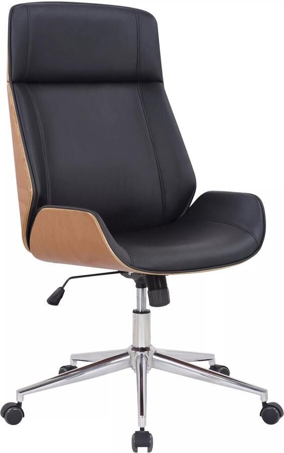 In And Outdoormatch Premium bureaustoel Flo Zwart imitatieleer Hoogte verstelbaar 44 52 cm Ergonomisch Luxe