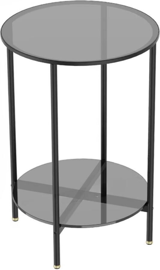 In And Outdoormatch Ronde Gehard Glas Salontafel 2-Tier Opslag Modern Design 50x49 5 cm