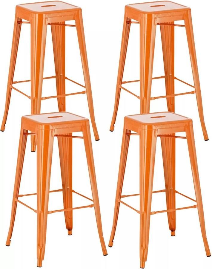 In And Outdoormatch Rustieke Barkruk Amy Oranje Industrieel Design Rugleuning Voor Keuken en Bar Metalen Zitting