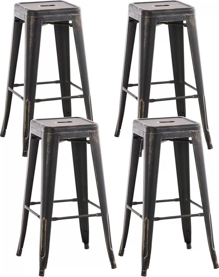 In And Outdoormatch Rustieke Barkruk Christ Rustiek Zwart Industrieel Design Rugleuning Voor Keuken en Bar Metalen Zitting