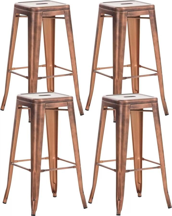 In And Outdoormatch Rustieke Barkruk Cielo Koper Industrieel Ontwerp Rugleuning Voor Keuken en Bar Metalen Zitting