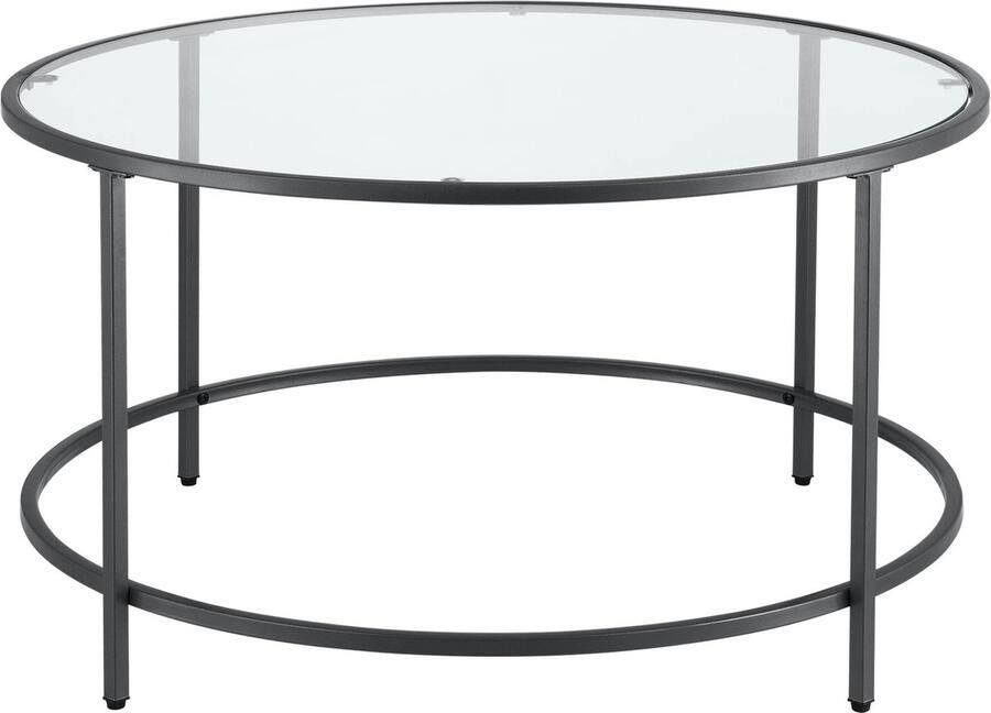 In And Outdoormatch Salontafel Leila Rond Glas en Metaal 45 5xØ84 cm Zwart Stijlvol Design