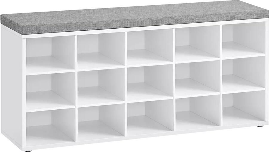 In And Outdoormatch Schoenenbank Nolida met opbergruimte 18 plaatsen Halbank 105x30x48cm
