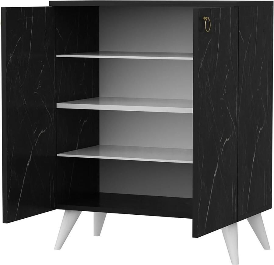 In And Outdoormatch Schoenenkast Monique 91x72x37 cm Zwart MDF