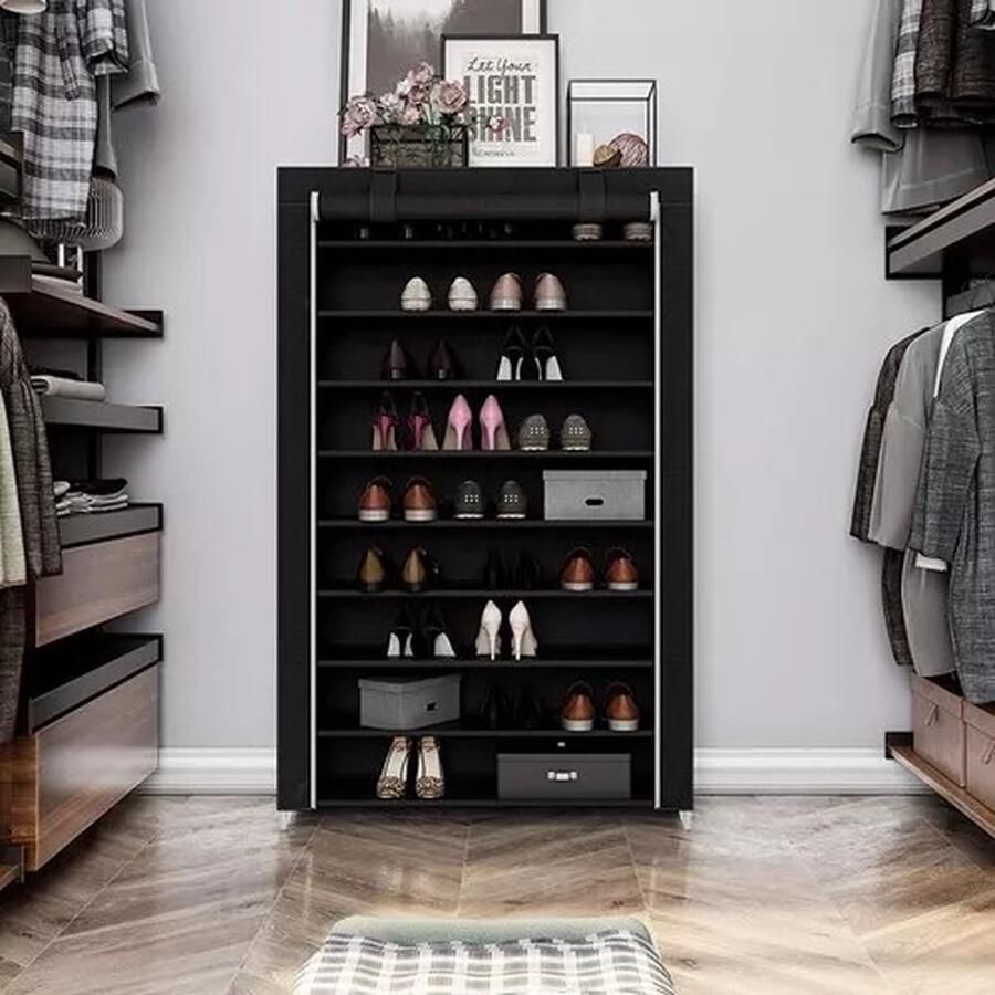 In And Outdoormatch Schoenenrek met deur Vivienne Waterdicht Schoenenkast Stalen buizen Stofvrij 100x28x162cm