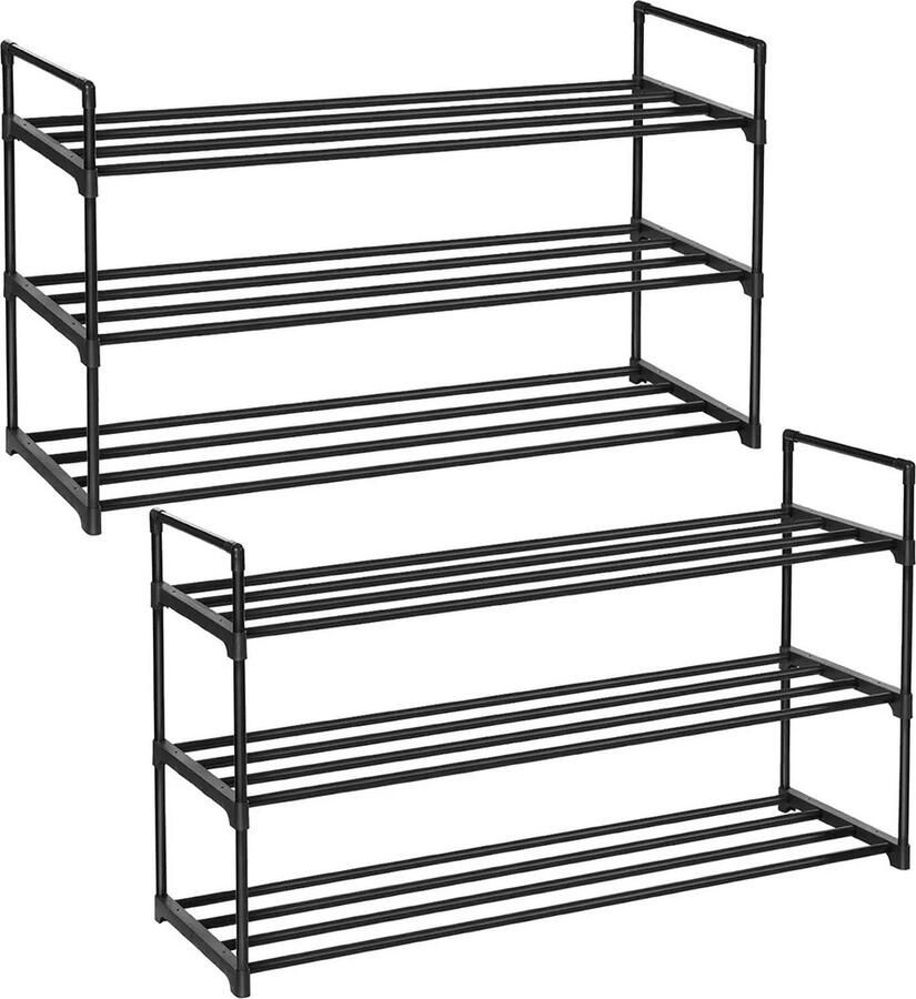 In And Outdoormatch Schoenenrek Nash Set van 2 Metaal Schoenenkast 24 paar schoenen 92x30x53cm