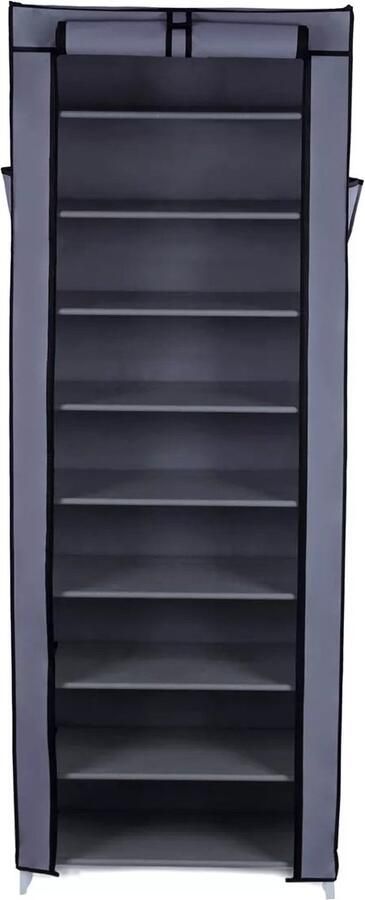 In And Outdoormatch Schoenenrek Rafaela Met deur 27 tot 30 paar Waterdicht Schoenenkast Stalen buizen Stofvrij Grijs 58x160x28 cm