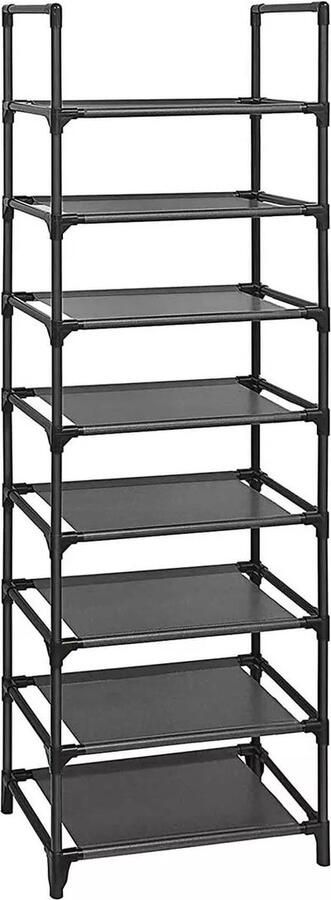 In And Outdoormatch Schoenenrek Staande Clemens Plank Multifunctioneel Schoenenopberger Metalen Frame 16-20 Paar Schoenen 46x2Kennax145 cm Zwart