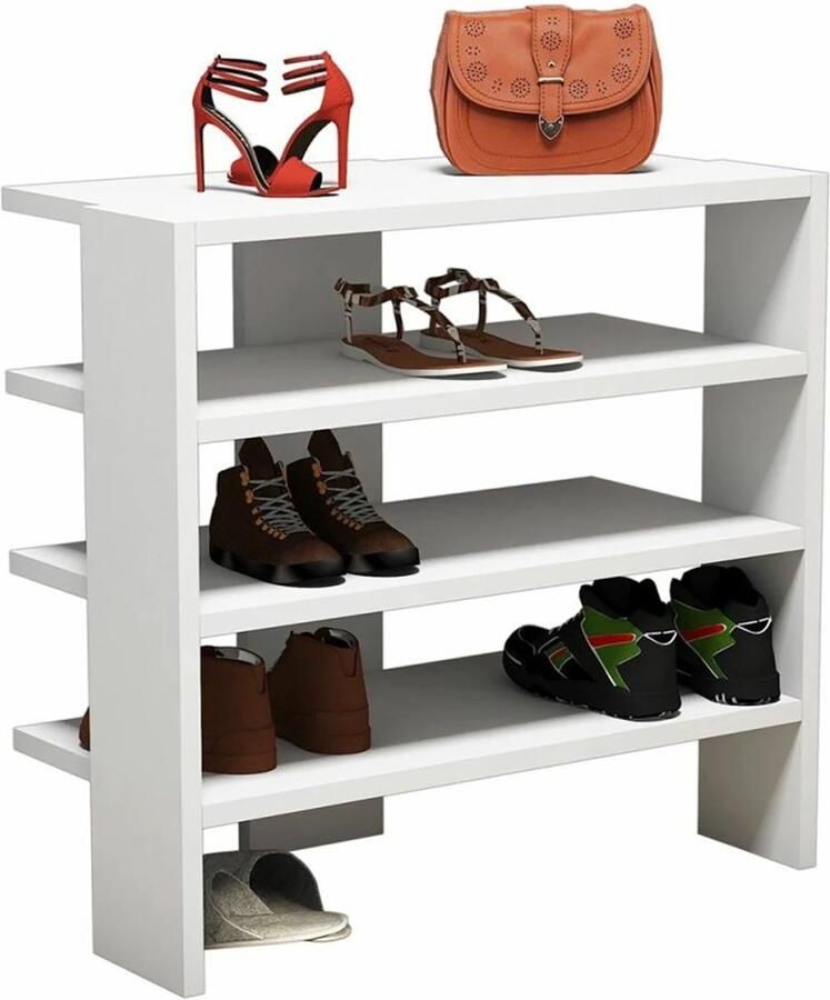 In And Outdoormatch Schoenenrek Vito 60x64x32 cm Wit MDF