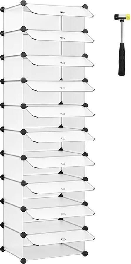 In And Outdoormatch Schoenenrek Winfield Wit 20 paar schoenen Schoenenkast Hoogte 173cm