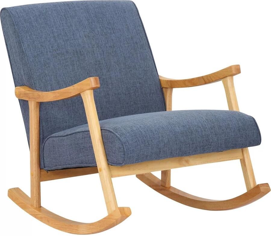 In And Outdoormatch Schommelstoel Alfonzo Stoffen Bekleding Comfortabele Stoel Modern Design Leesstoel Gestoffeerde Zitting Blauw