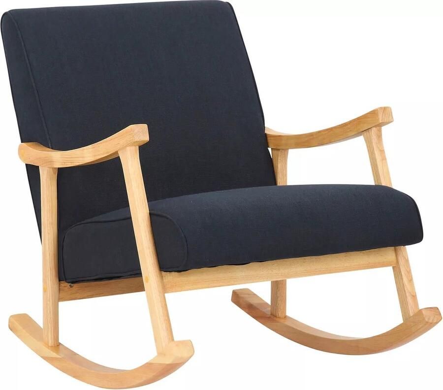 In And Outdoormatch Schommelstoel Reagan Stoffen Bekleding Comfortabele Stoel Modern Design Leesstoel Gestoffeerde Zitting Zwart