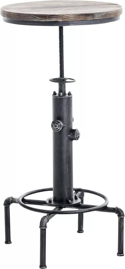 In And Outdoormatch Statafel Amaya Verstelbaar in hoogte Rond Bartafel voor Binnen & Buiten Metaal Feesttafel Bruin 50x50x79-100cm
