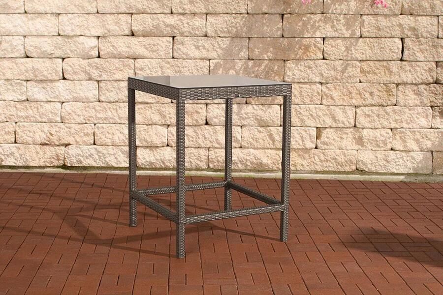 In And Outdoormatch Statafel Issac Vierkant Bartafel voor Binnen & Buiten Wicker glas Feesttafel Grijs 84x84x110cm