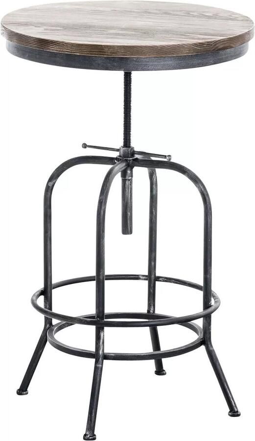 In And Outdoormatch Statafel Izabella Verstelbaar in hoogte Rond Bartafel voor Binnen & Buiten Metaal Feesttafel Bruin 60x60x70-90cm