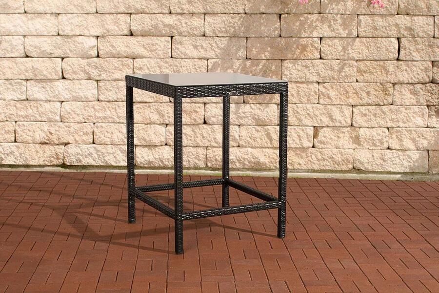 In And Outdoormatch Statafel Pablo Vierkant Bartafel voor Binnen & Buiten Wicker glas Feesttafel Grijs 84x84x110cm